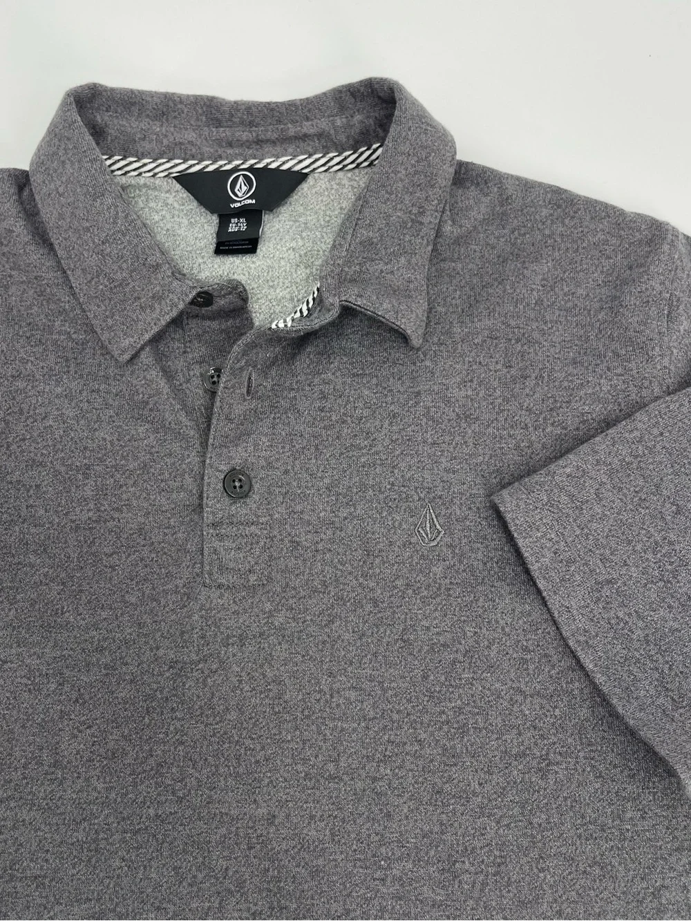 Volcom Gray Polo Shirt School Uniform Active Athleisure Minimalist Skate Classic